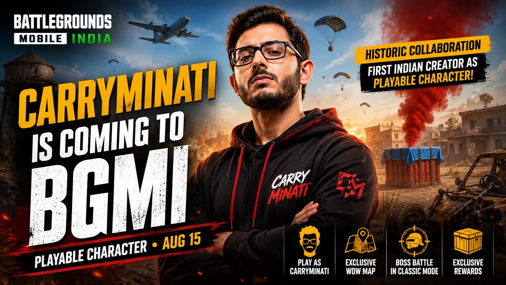 BGMI x CarryMinati Collaboration: Play as CarryMinati in the Battlegrounds