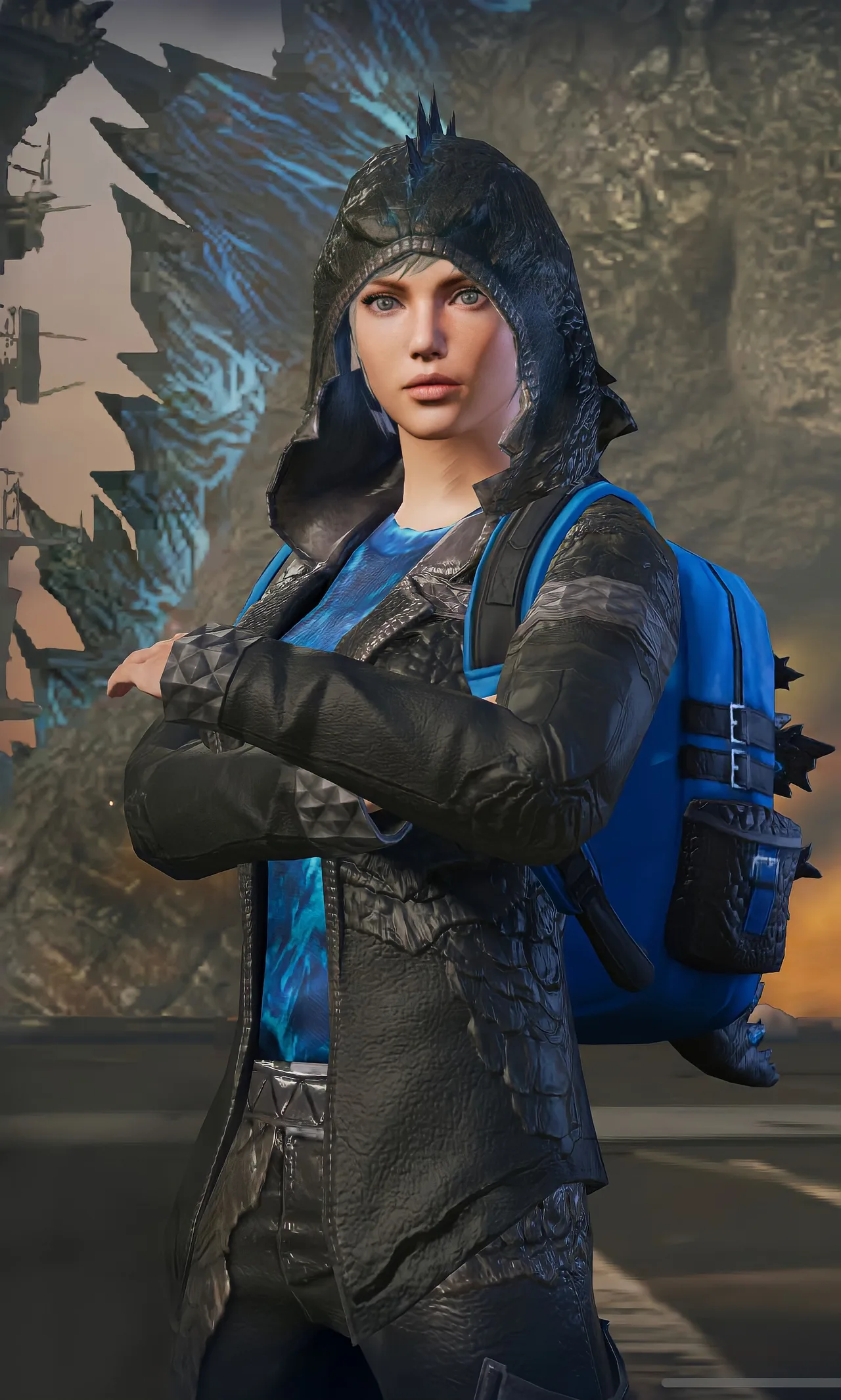 PUBG Mobile blue hooded female character wallpaper