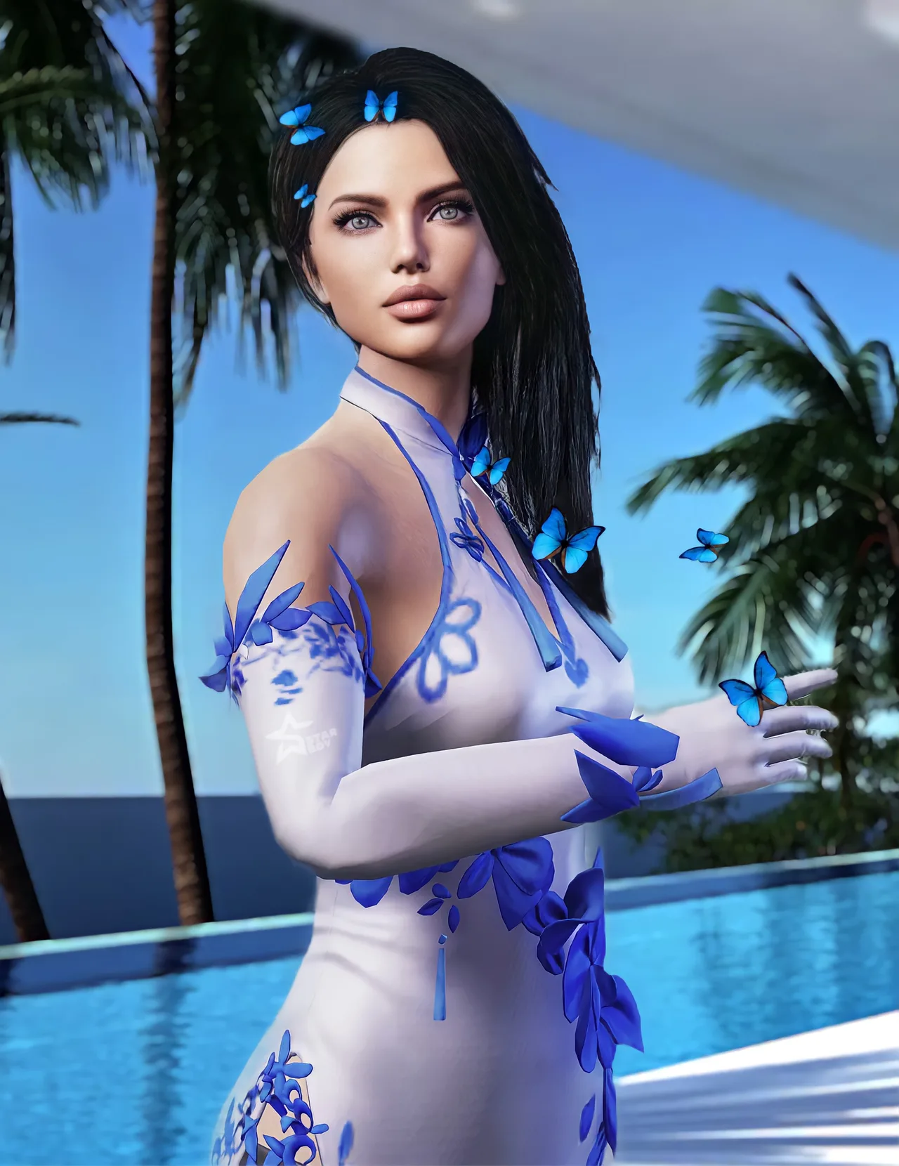 PUBG Mobile blue summer dress female character wallpaper