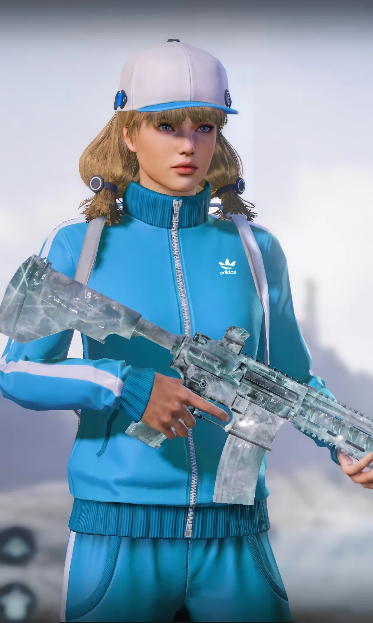 PUBG Mobile blue tracksuit female character wallpaper