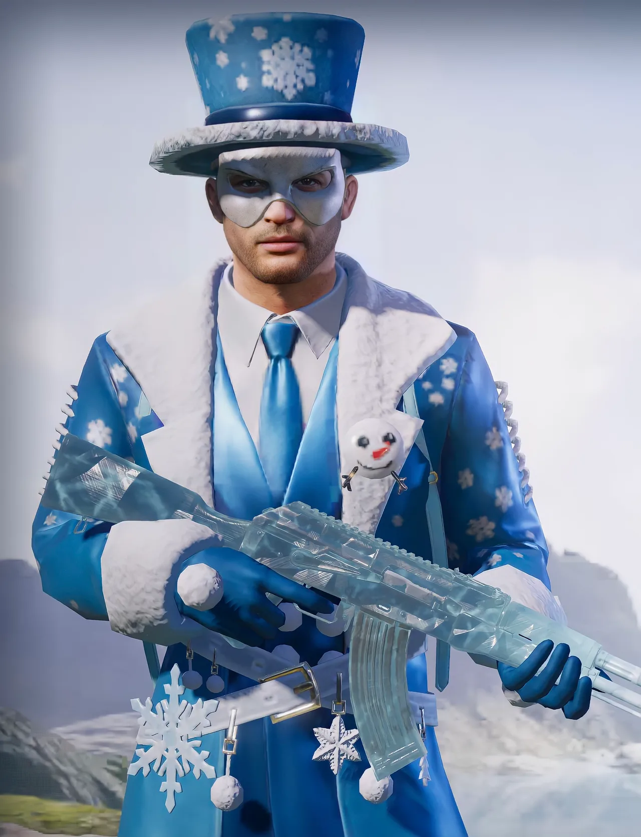 PUBG Mobile blue winter gentleman character wallpaper