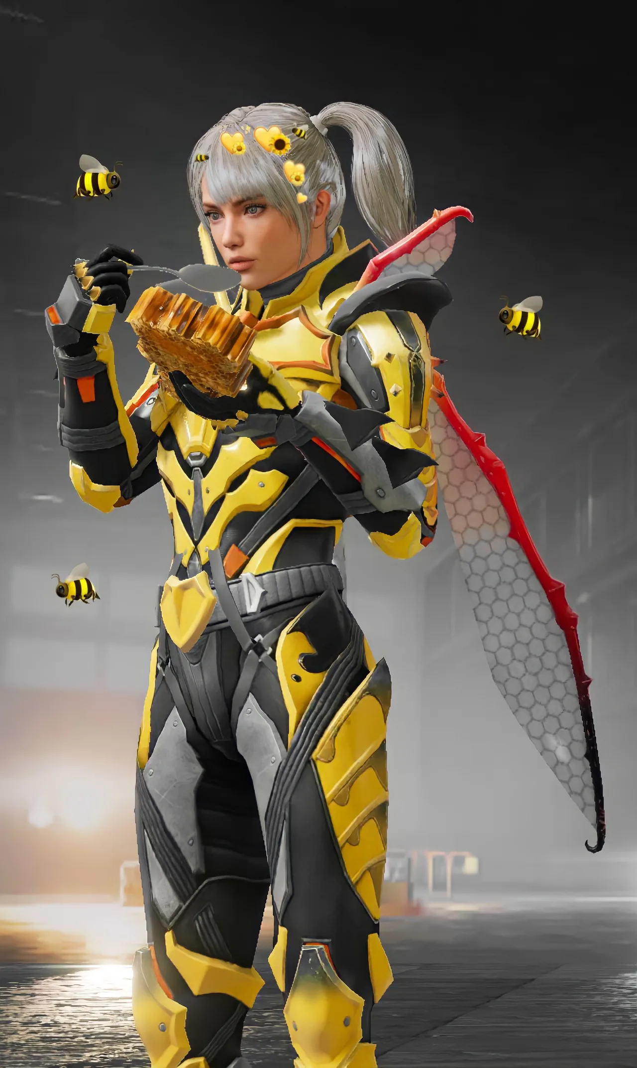 PUBG Mobile bumblebee armor female character wallpaper