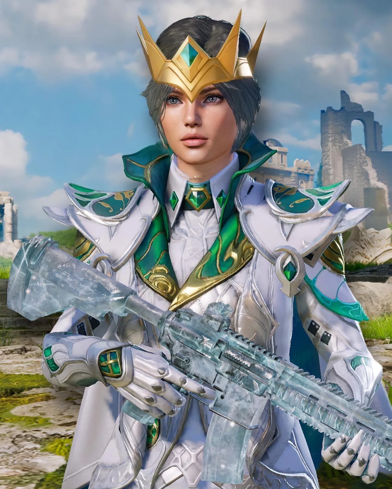 PUBG Mobile emerald royal armor male character wallpaper