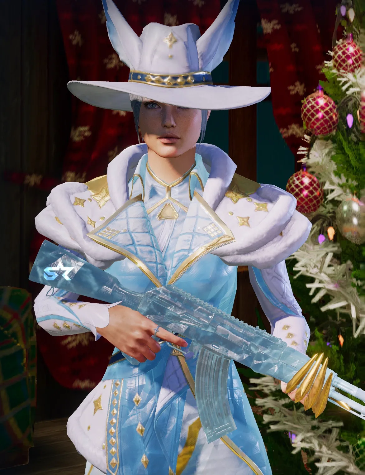 PUBG Mobile ice blue winter cowgirl character wallpaper