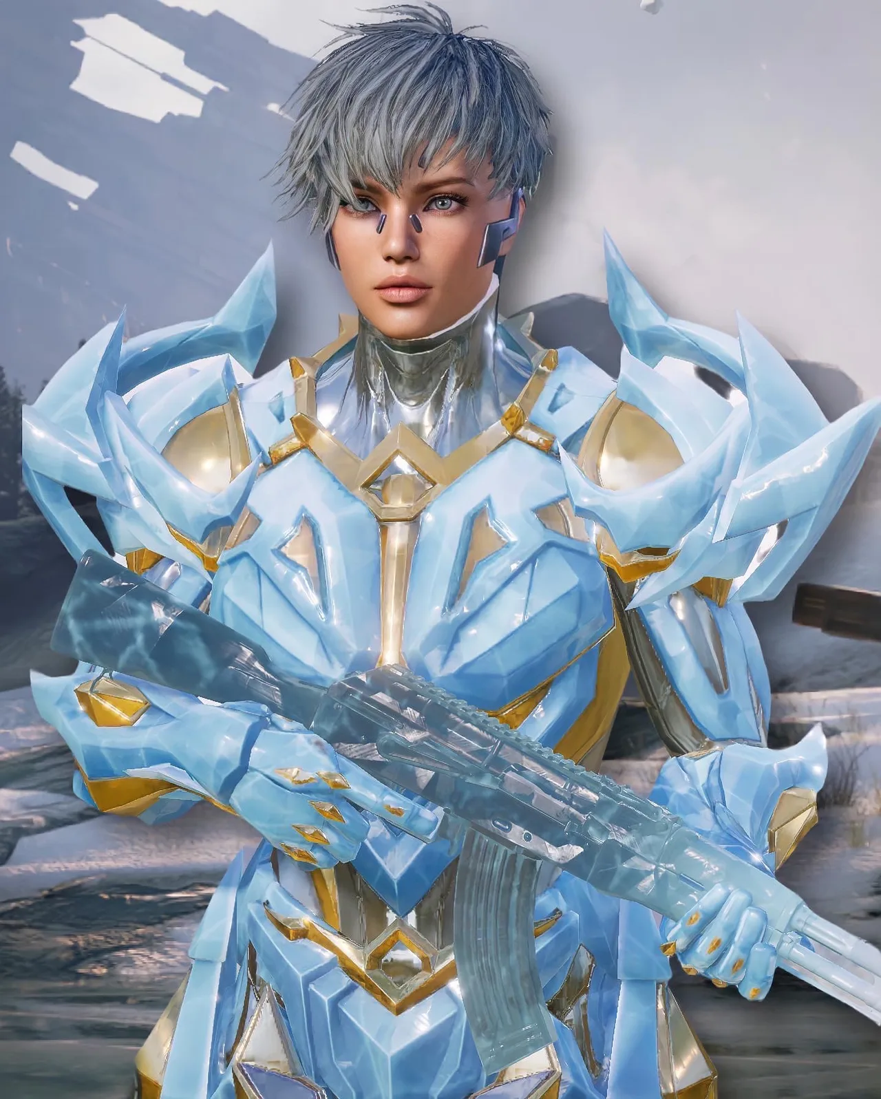 PUBG Mobile ice crystal armor male character wallpaper