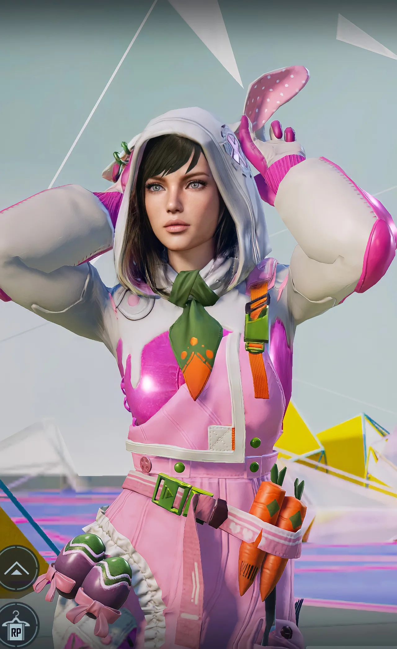 PUBG Mobile pink bunny hoodie female character wallpaper