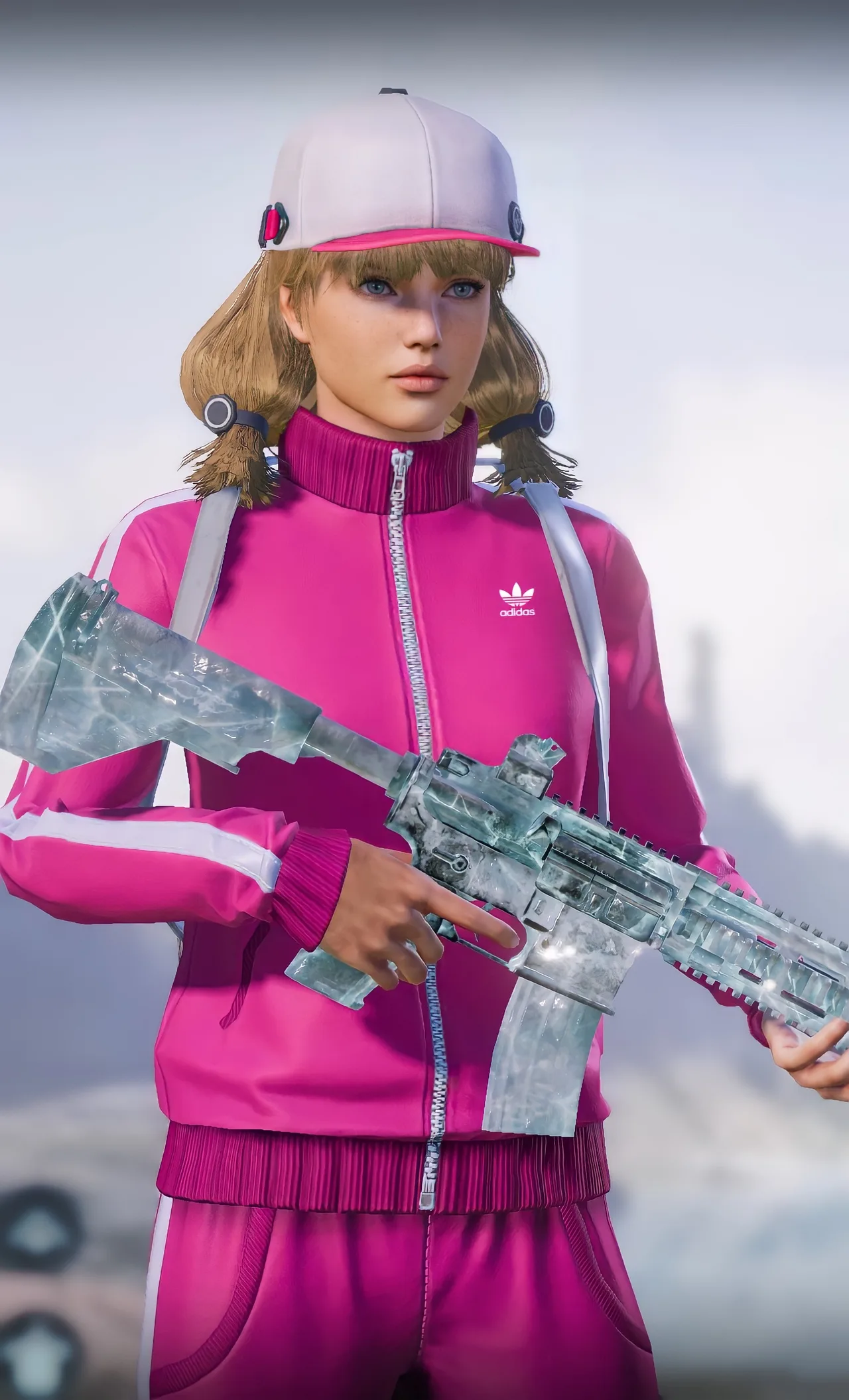 PUBG Mobile pink tracksuit female character wallpaper