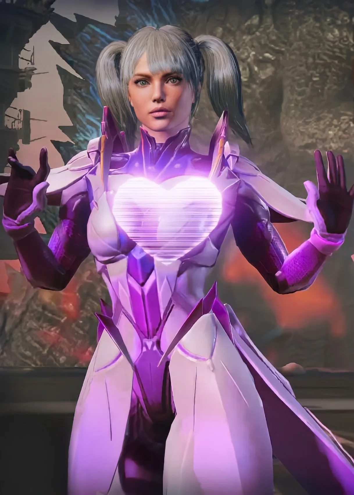 PUBG Mobile purple cyber armor female character wallpaper