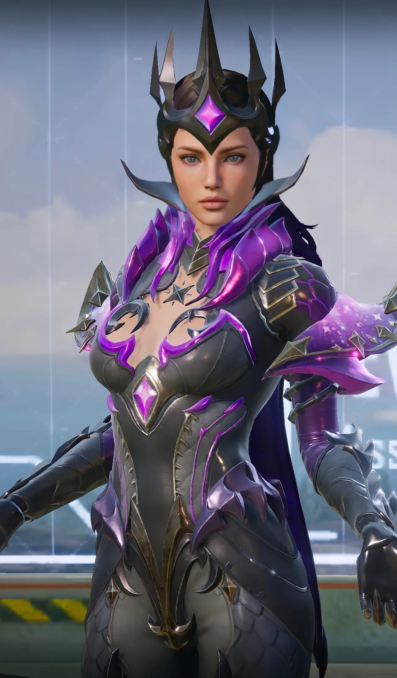 PUBG Mobile purple dragon armor female character wallpaper
