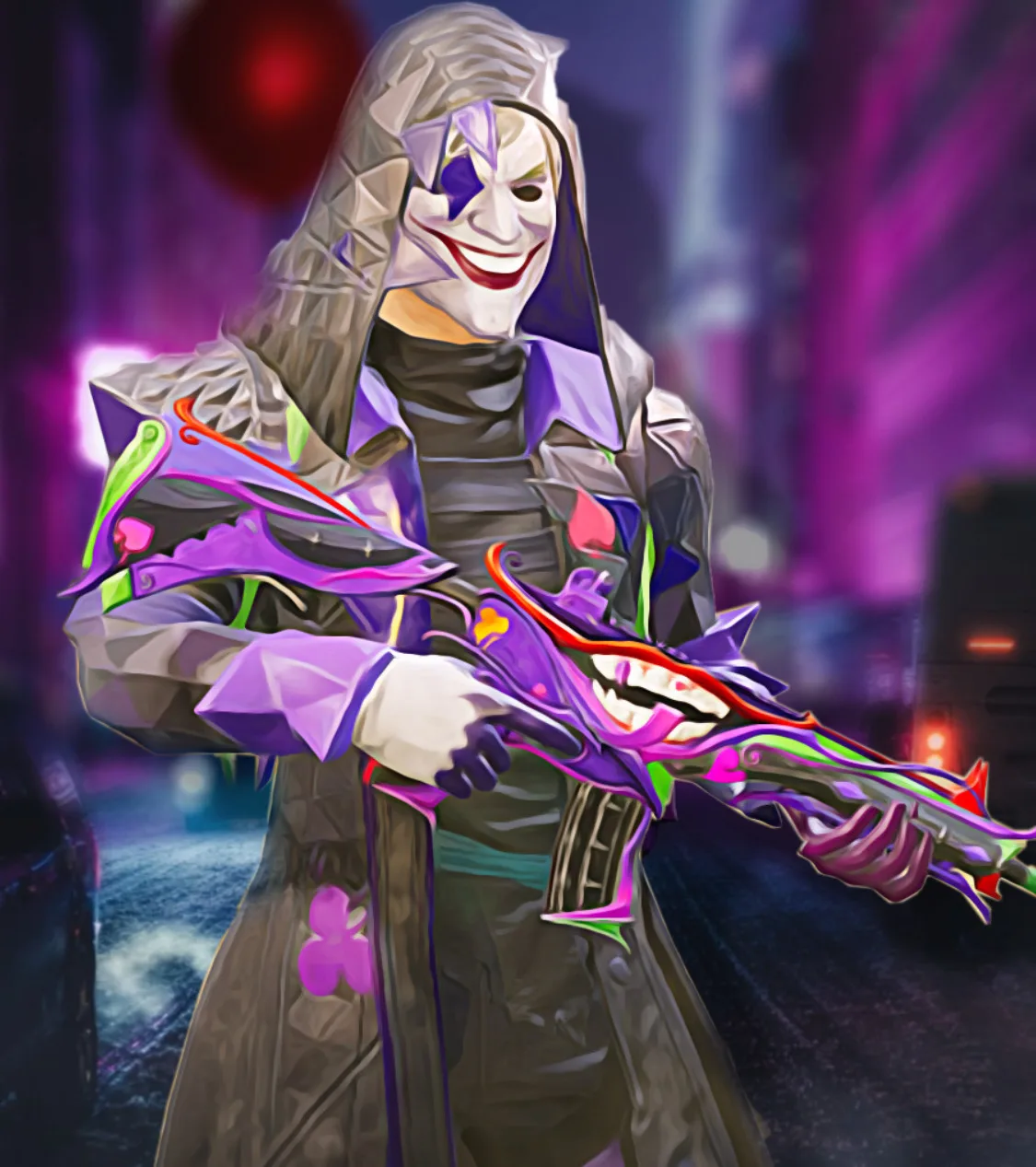 PUBG Mobile purple joker rifle character wallpaper