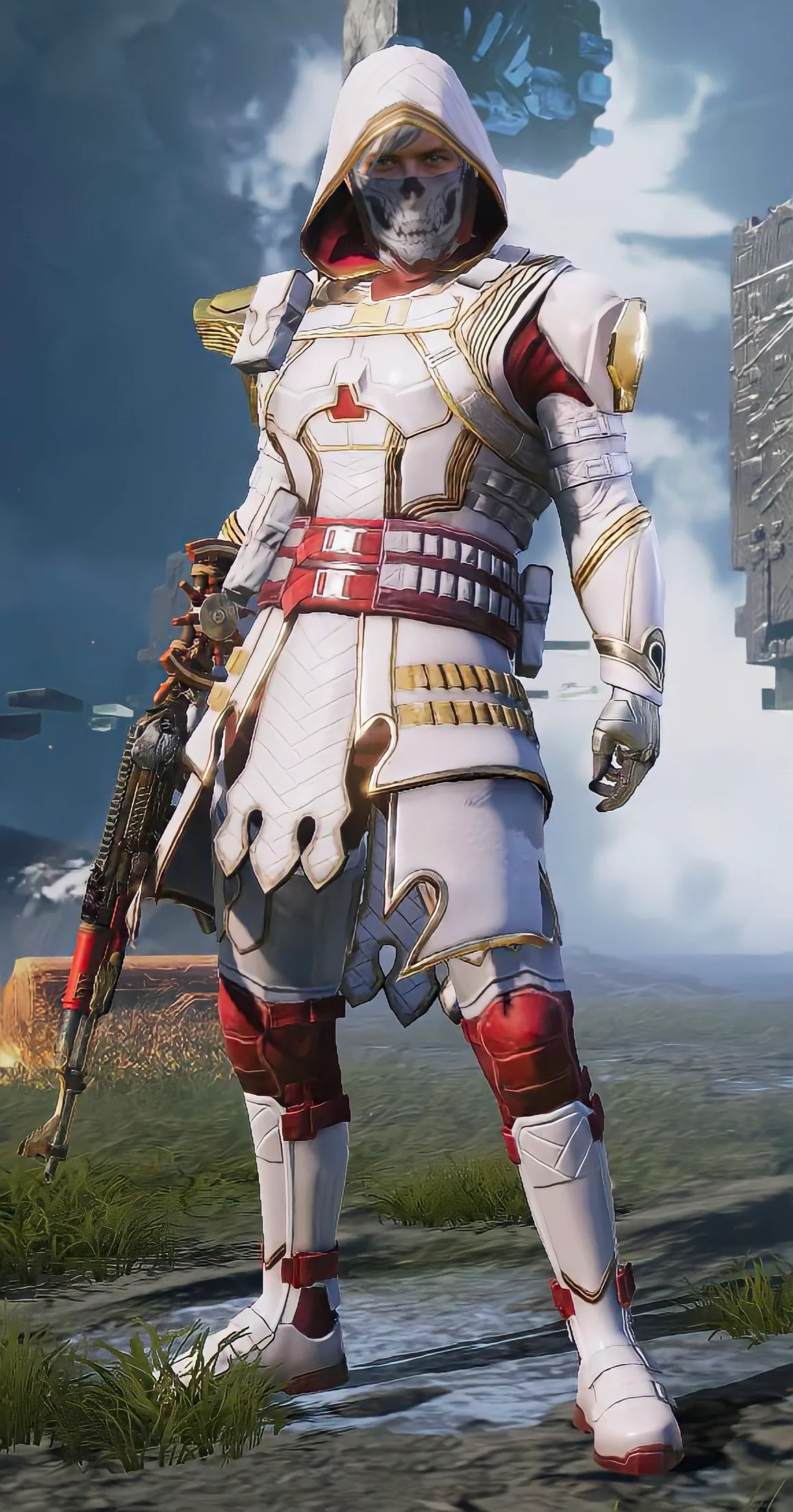 PUBG Mobile white and red samurai male character wallpaper
